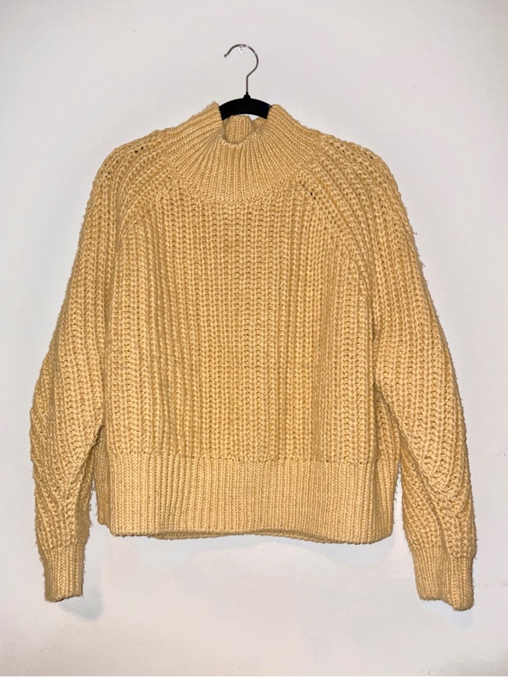 Chunky Knit Yellow Mock Neck Sweater